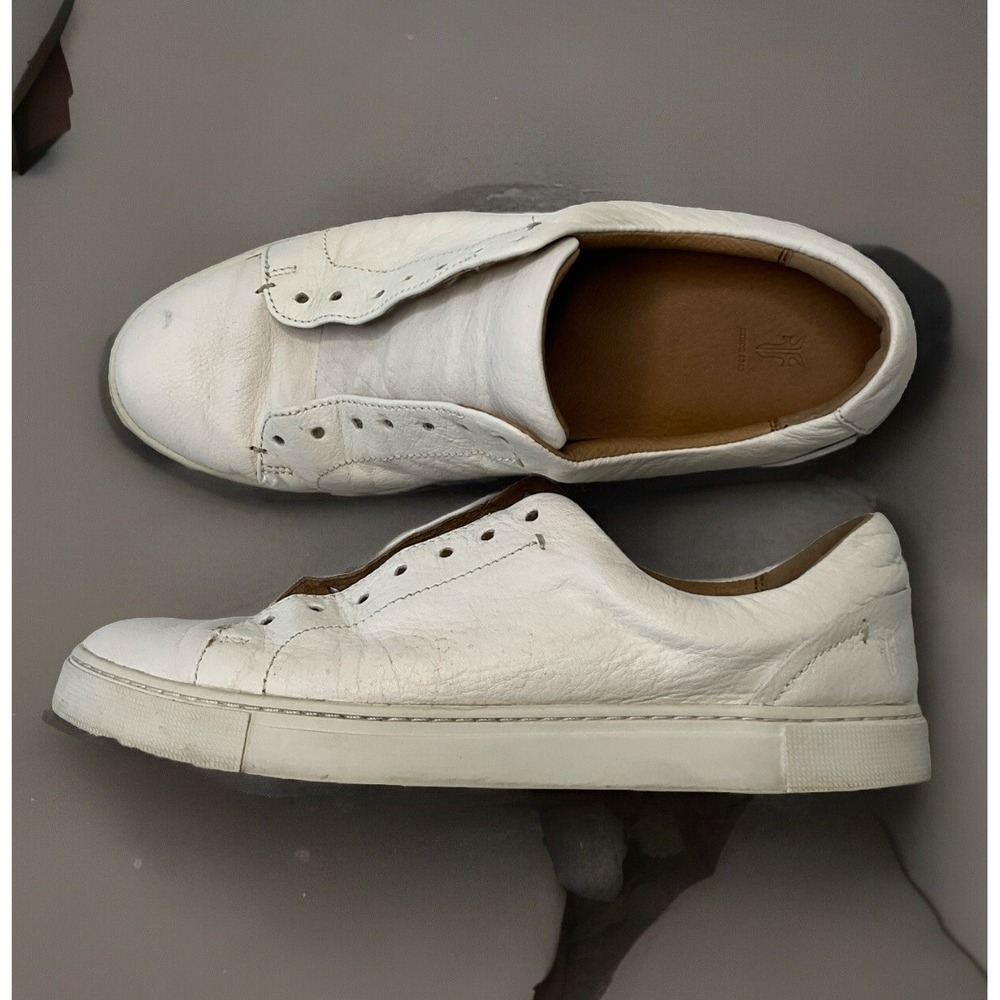 Frye Ivy Low Top Lace Up‎ Sneakers Womens Size 9.5M White Leather Shoes 3471183